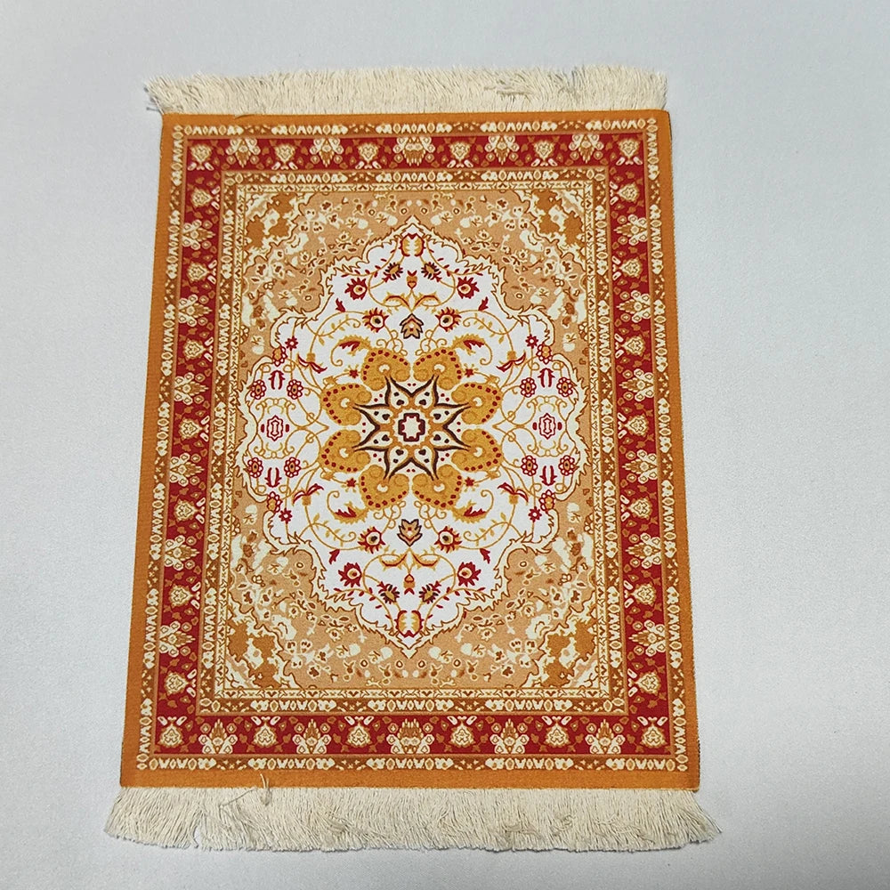 Persian carpet Woven flower small coaster wholesale merchants cheap mouse pad desk mat retro style rubber non-slip computer mats