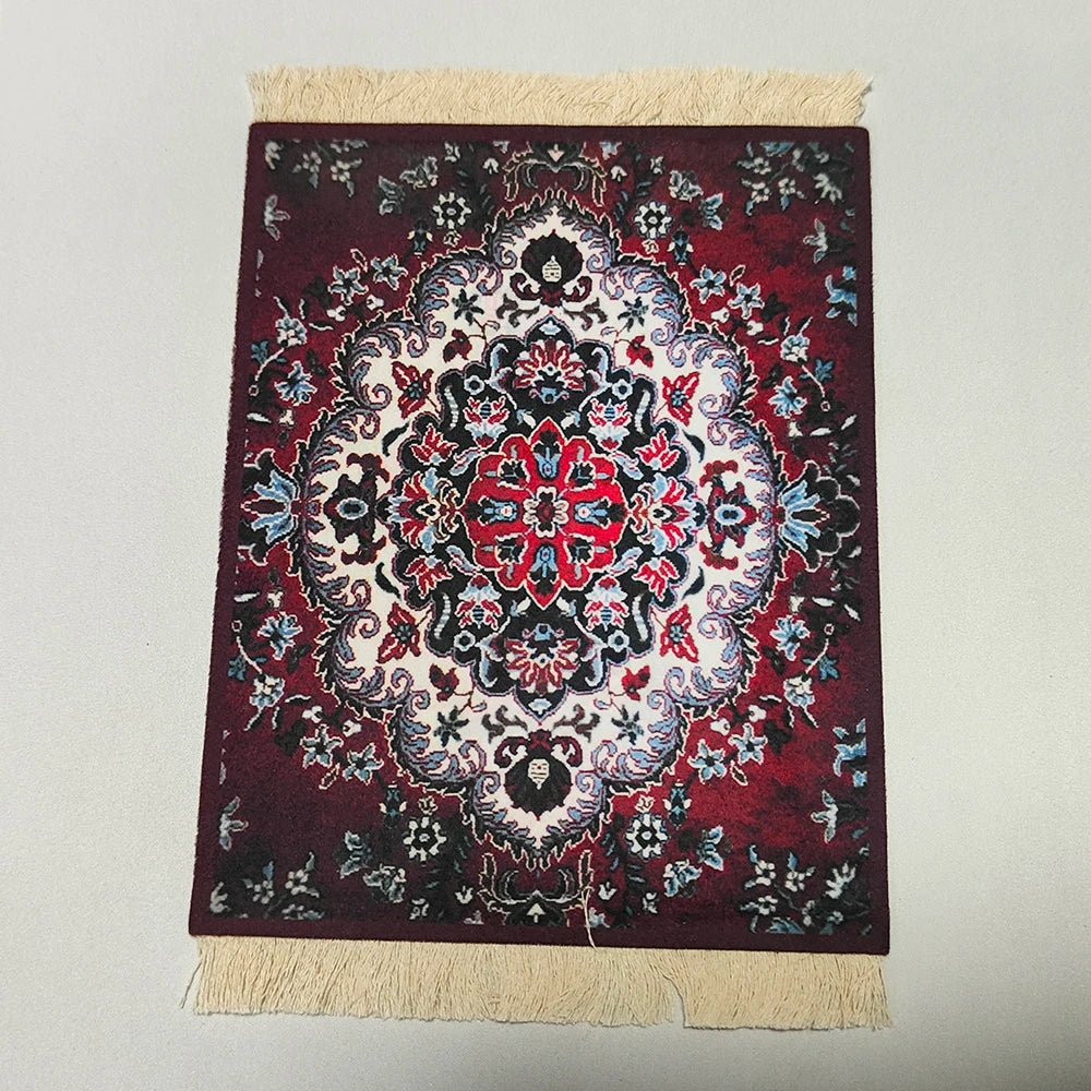 Persian carpet Woven flower small coaster wholesale merchants cheap mouse pad desk mat retro style rubber non-slip computer mats