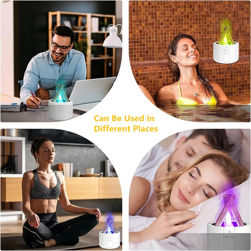 2025 New Simulated Flame Aroma Diffuser - Bonfire Air Humidifier Ultrasonic Cool Mist LED Essential Oil Lamp