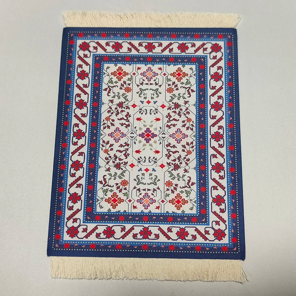 Persian carpet Woven flower small coaster wholesale merchants cheap mouse pad desk mat retro style rubber non-slip computer mats