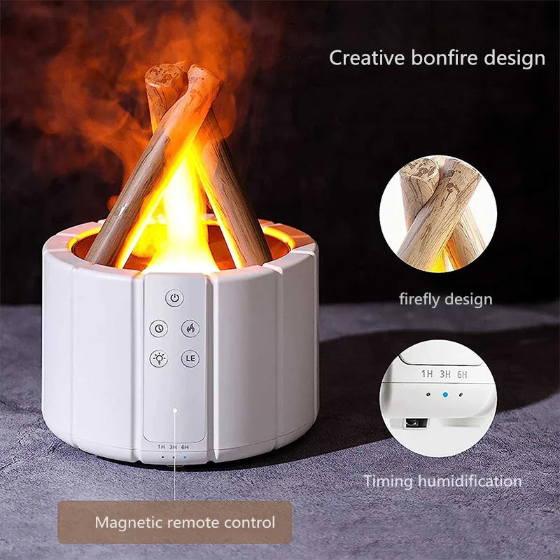 2025 New Simulated Flame Aroma Diffuser - Bonfire Air Humidifier Ultrasonic Cool Mist LED Essential Oil Lamp