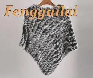 Knitted Fur Poncho Vest Fashion Wrap Coat Shawl Coat