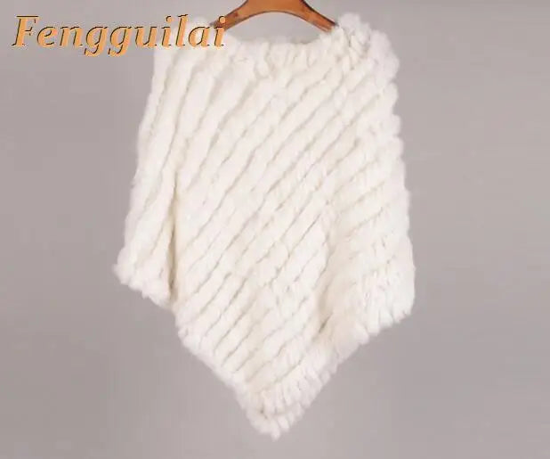Knitted Fur Poncho Vest Fashion Wrap Coat Shawl Coat