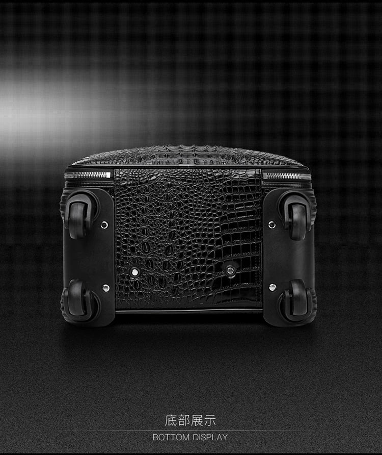 New Leather crocodile pattern travel luggage with handbag men head cowhide universal wheel suitcase 20 inch boarding case