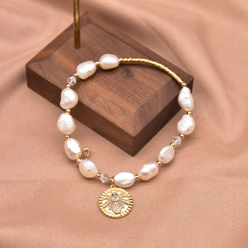 Natural Baroque Pearl Charm Bracelet for Women Party 18k Gold Plated Bracelets & Bangles Fine Jewelry