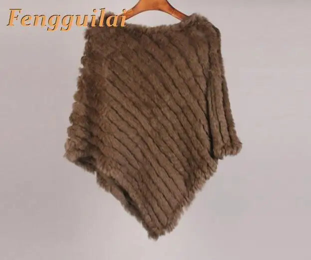 Knitted Fur Poncho Vest Fashion Wrap Coat Shawl Coat