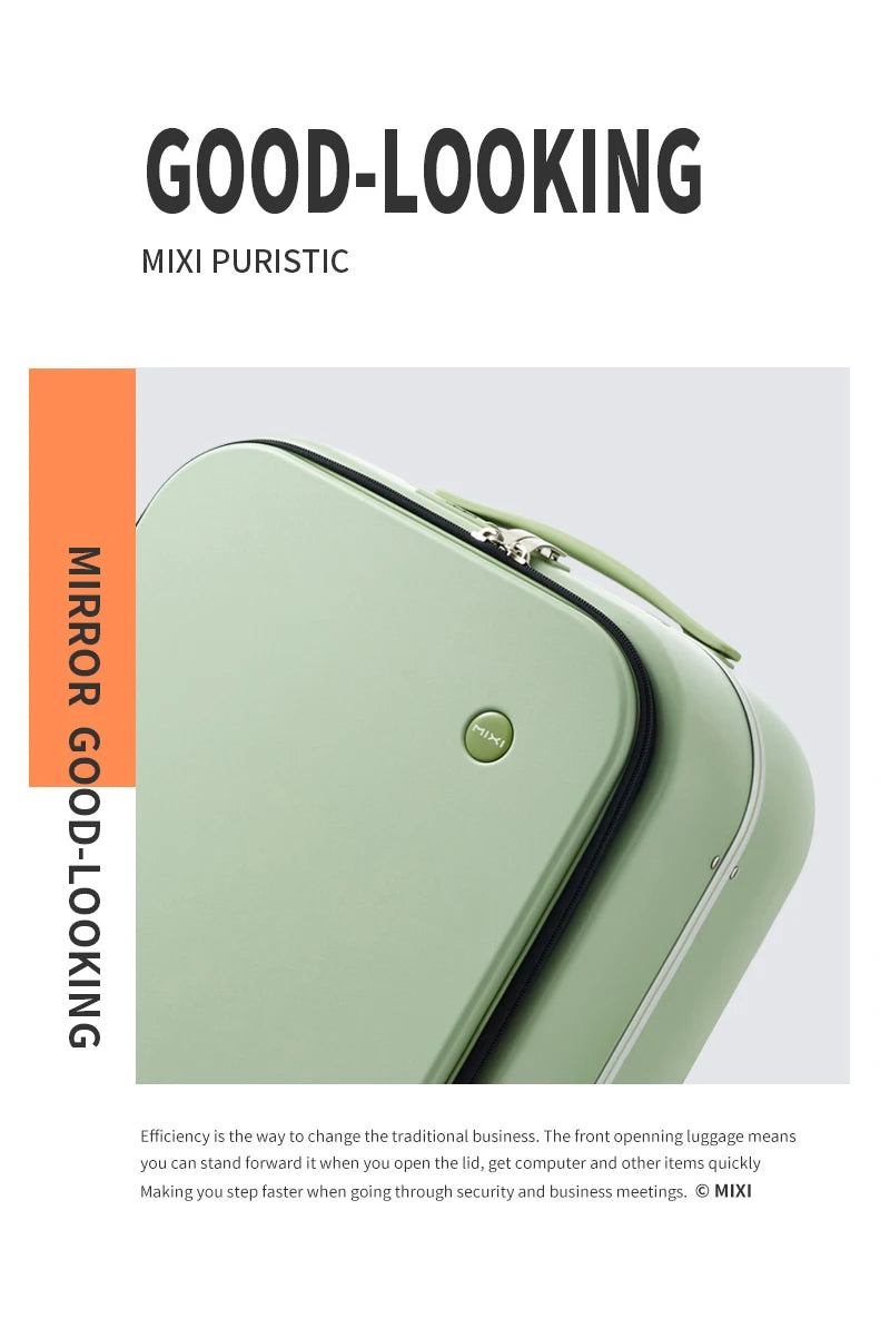Mixi New Patent Design Carry On Suitcase Women 18 Inch Rolling Luggage Men Polycarbonate Aluminum Frame Elegant Noble