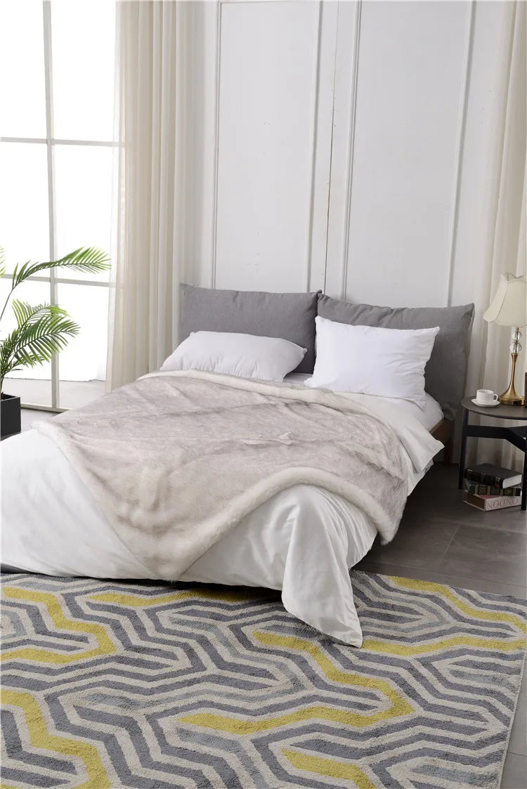 Double Layers Faux Fur Blankets Soft Warm Mink Throw Acrylic Long Pile Home Decor Imitated Fox Fur ULTIMATE LUXURY