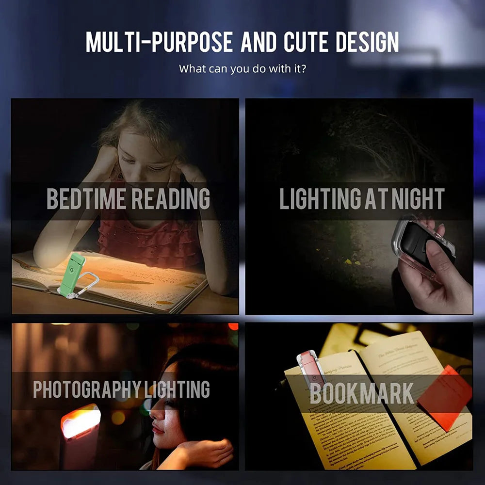 New LED Clip USB Rechargeable Book Reading Light Brightness Adjustable Eye Care Book Lamp Light Portable Bookmark Read Light