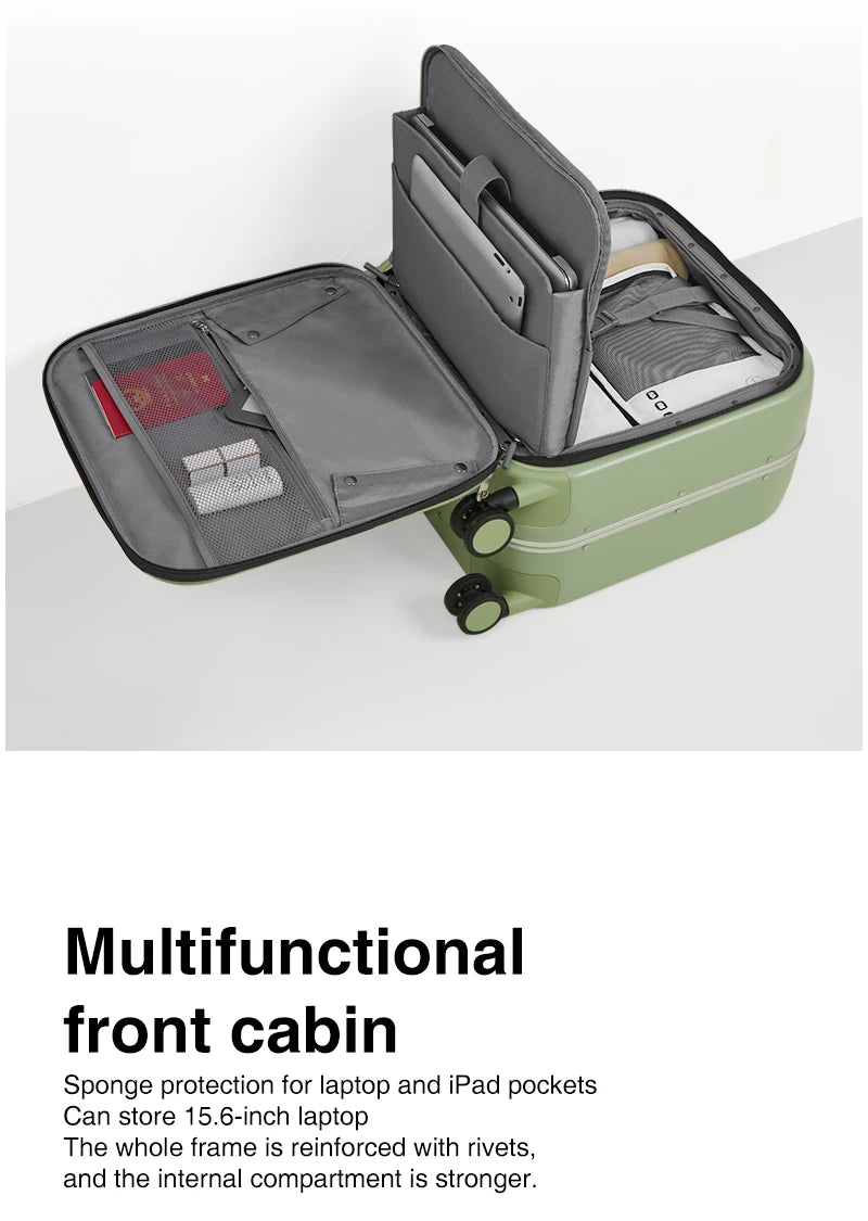 Mixi New Patent Design Carry On Suitcase Women 18 Inch Rolling Luggage Men Polycarbonate Aluminum Frame Elegant Noble