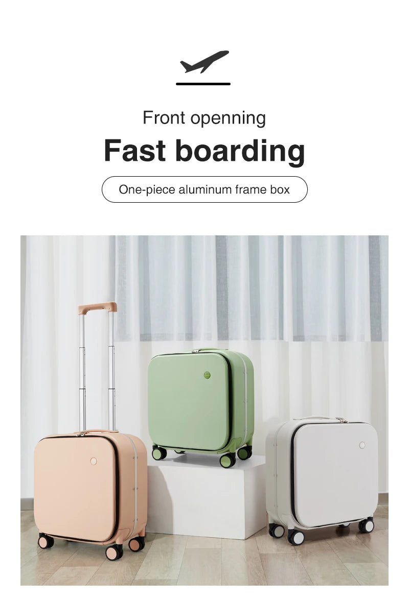 Mixi New Patent Design Carry On Suitcase Women 18 Inch Rolling Luggage Men Polycarbonate Aluminum Frame Elegant Noble