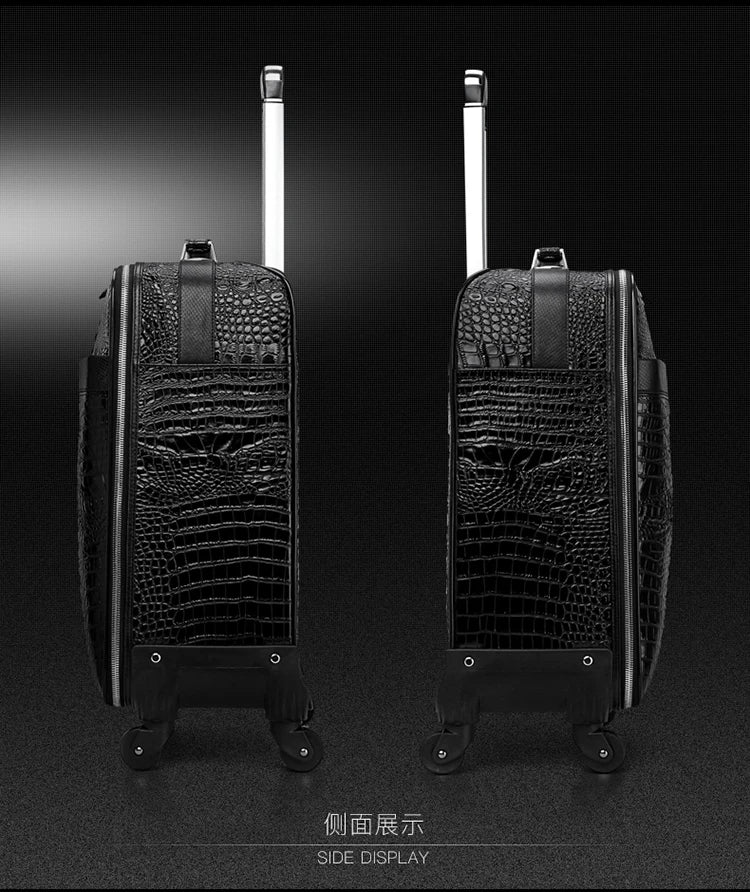New Leather crocodile pattern travel luggage with handbag men head cowhide universal wheel suitcase 20 inch boarding case