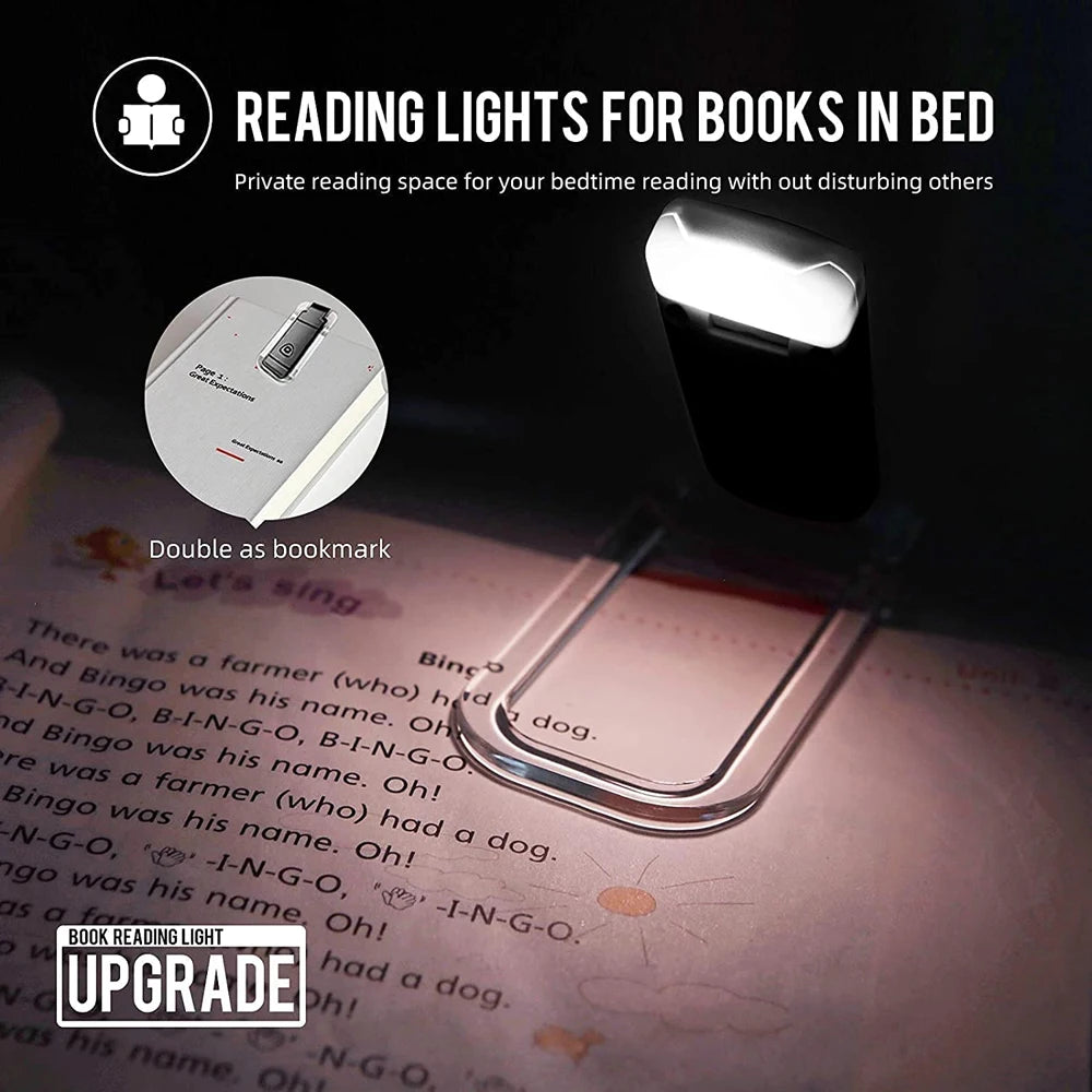 New LED Clip USB Rechargeable Book Reading Light Brightness Adjustable Eye Care Book Lamp Light Portable Bookmark Read Light