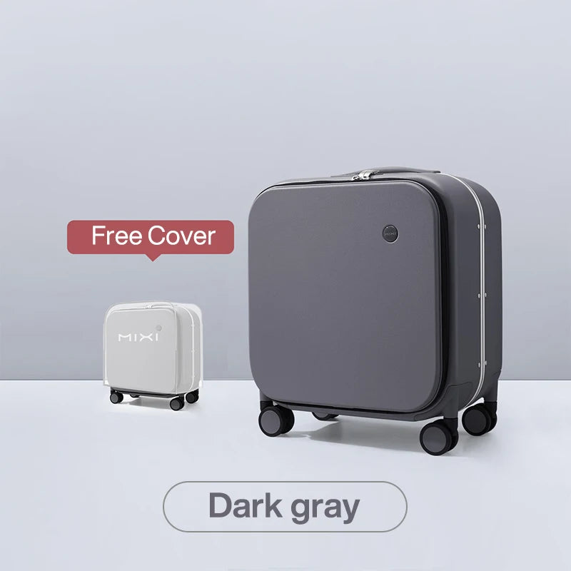 Mixi New Patent Design Carry On Suitcase Women 18 Inch Rolling Luggage Men Polycarbonate Aluminum Frame Elegant Noble