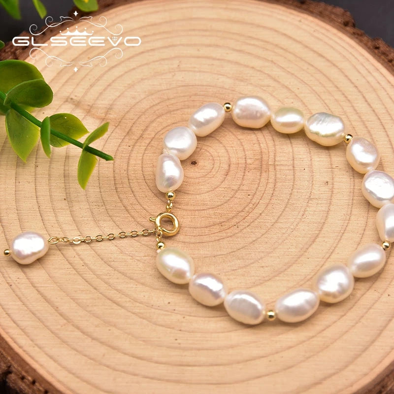 Natural Baroque Pearl Charm Bracelet for Women Party 18k Gold Plated Bracelets & Bangles Fine Jewelry
