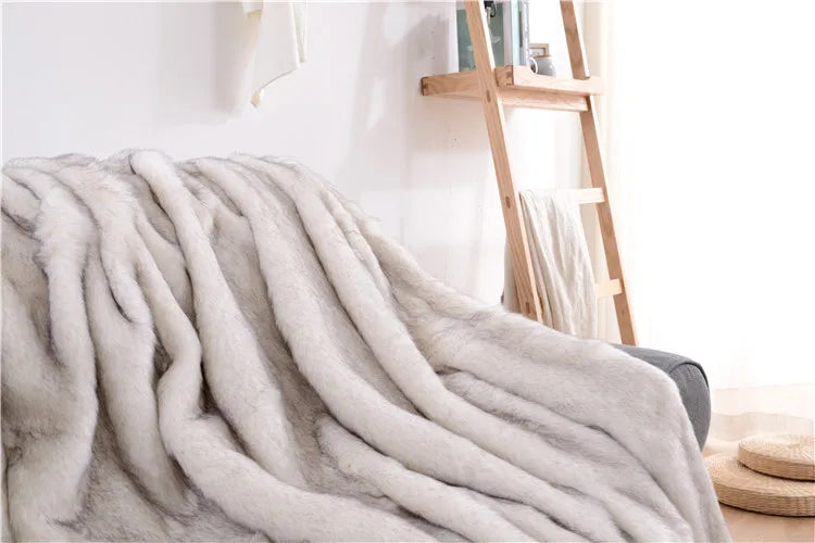 Double Layers Faux Fur Blankets Soft Warm Mink Throw Acrylic Long Pile Home Decor Imitated Fox Fur ULTIMATE LUXURY