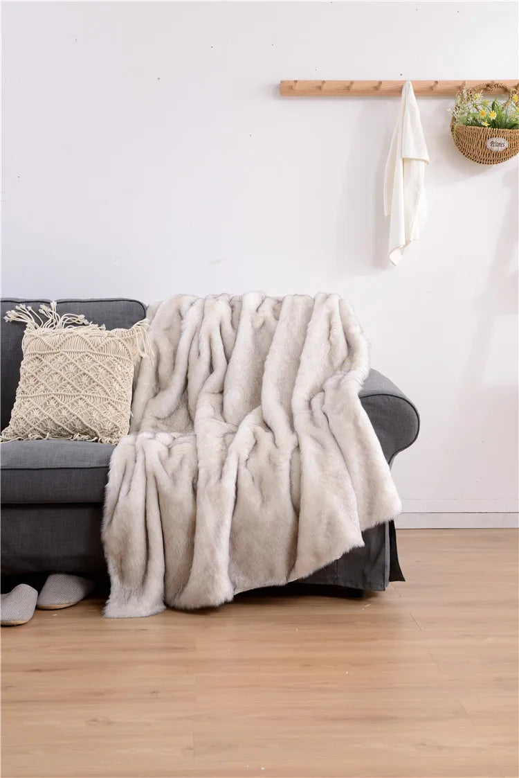 Double Layers Faux Fur Blankets Soft Warm Mink Throw Acrylic Long Pile Home Decor Imitated Fox Fur ULTIMATE LUXURY