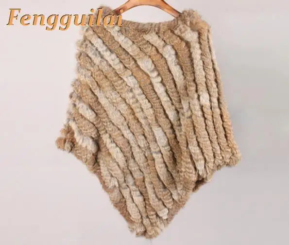 Knitted Fur Poncho Vest Fashion Wrap Coat Shawl Coat