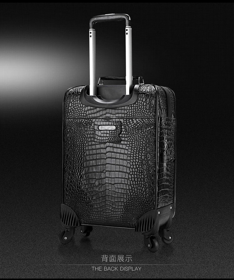 New Leather crocodile pattern travel luggage with handbag men head cowhide universal wheel suitcase 20 inch boarding case