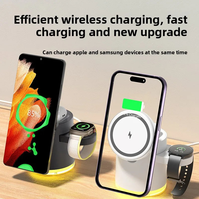 4-in-1 Magnetic Wireless Charger: 15W Fast Charge with RGB Atmosphere Lighting, 2026 Luxury Essential