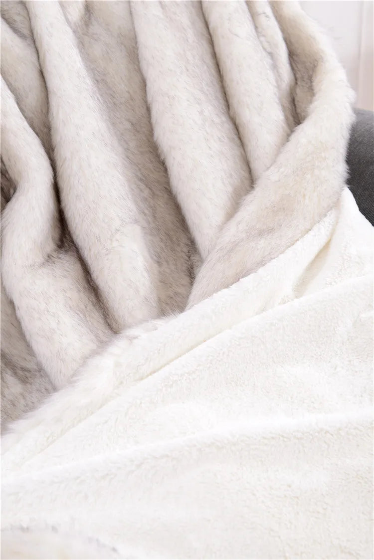 Double Layers Faux Fur Blankets Soft Warm Mink Throw Acrylic Long Pile Home Decor Imitated Fox Fur ULTIMATE LUXURY