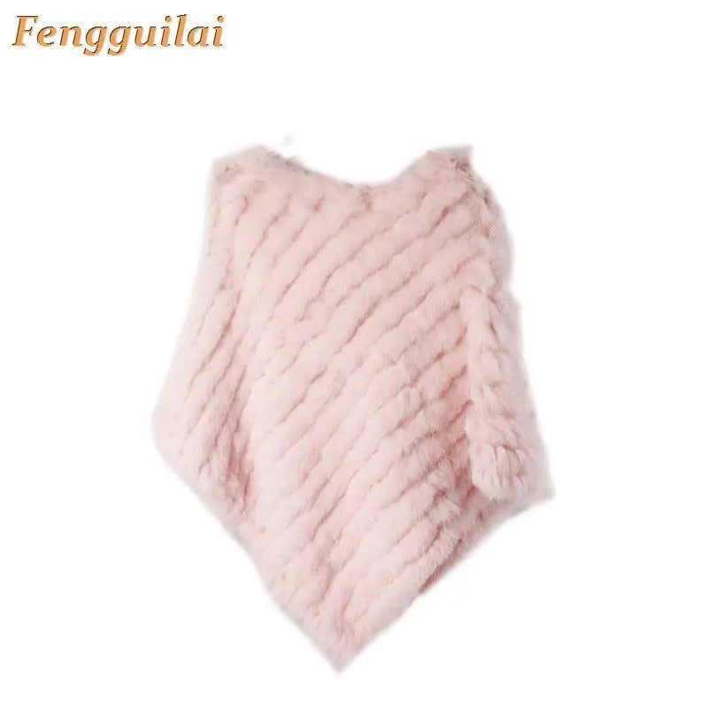 Knitted Fur Poncho Vest Fashion Wrap Coat Shawl Coat