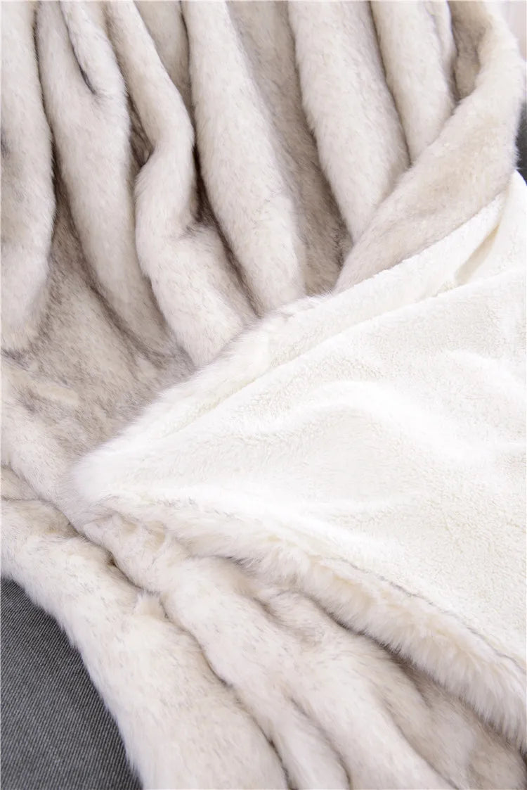Double Layers Faux Fur Blankets Soft Warm Mink Throw Acrylic Long Pile Home Decor Imitated Fox Fur ULTIMATE LUXURY