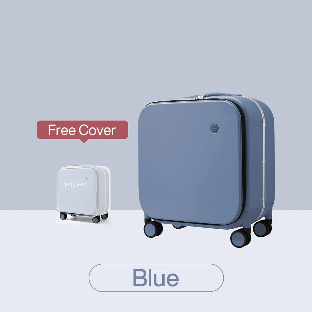 Mixi New Patent Design Carry On Suitcase Women 18 Inch Rolling Luggage Men Polycarbonate Aluminum Frame Elegant Noble