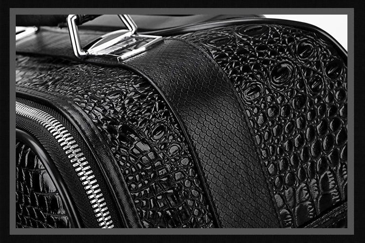New Leather crocodile pattern travel luggage with handbag men head cowhide universal wheel suitcase 20 inch boarding case