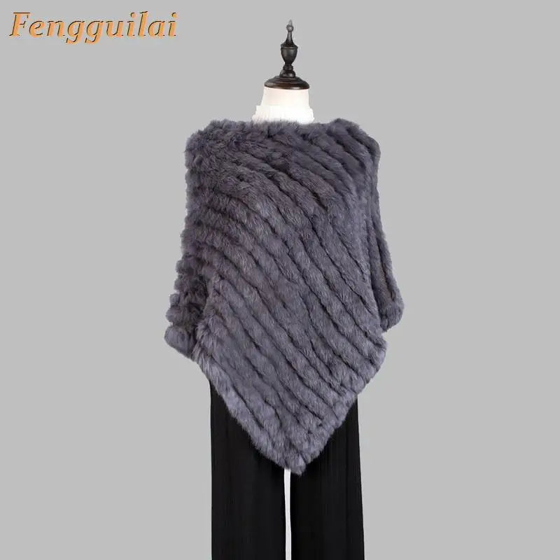 Knitted Fur Poncho Vest Fashion Wrap Coat Shawl Coat