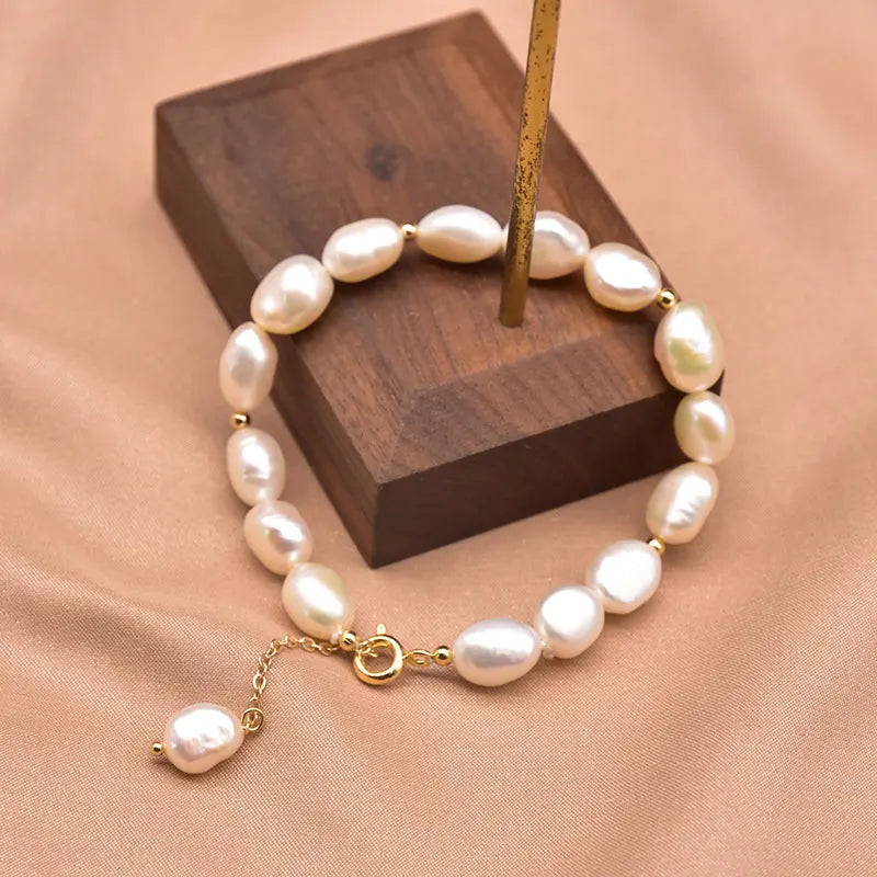 Natural Baroque Pearl Charm Bracelet for Women Party 18k Gold Plated Bracelets & Bangles Fine Jewelry