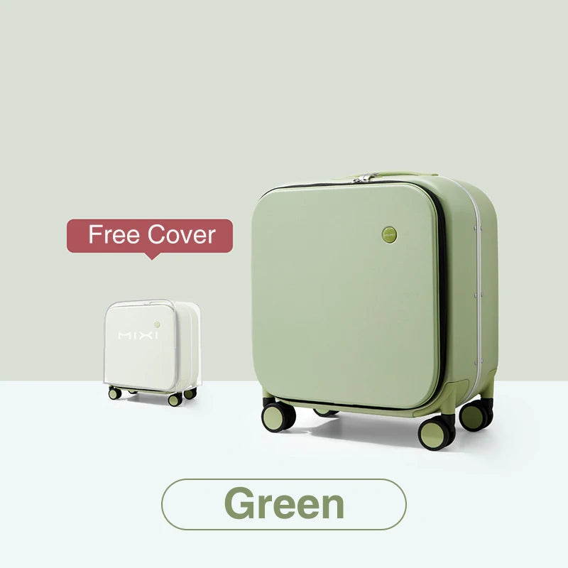 Mixi New Patent Design Carry On Suitcase Women 18 Inch Rolling Luggage Men Polycarbonate Aluminum Frame Elegant Noble