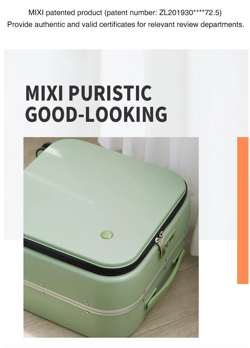 Mixi New Patent Design Carry On Suitcase Women 18 Inch Rolling Luggage Men Polycarbonate Aluminum Frame Elegant Noble