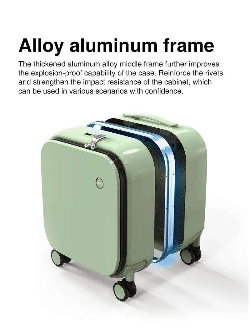 Mixi New Patent Design Carry On Suitcase Women 18 Inch Rolling Luggage Men Polycarbonate Aluminum Frame Elegant Noble