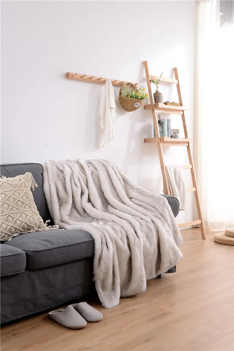 Double Layers Faux Fur Blankets Soft Warm Mink Throw Acrylic Long Pile Home Decor Imitated Fox Fur ULTIMATE LUXURY