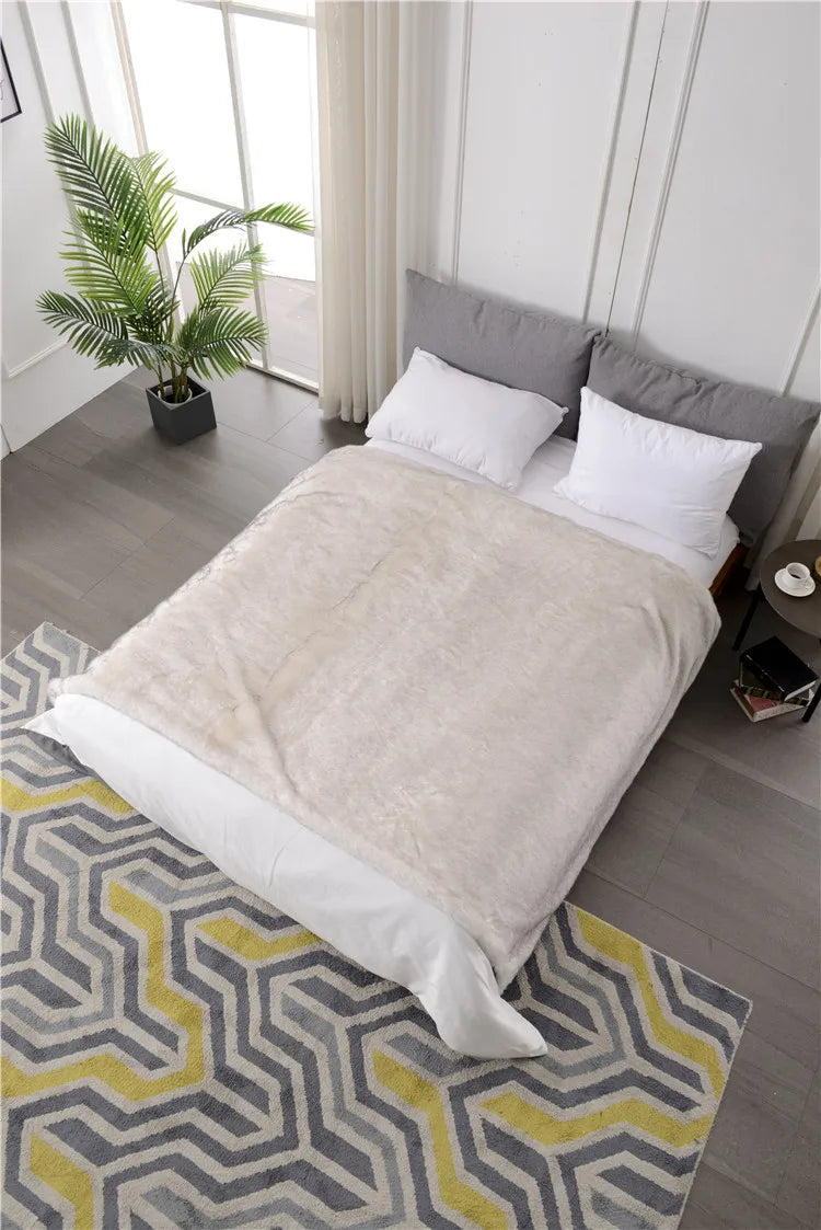 Double Layers Faux Fur Blankets Soft Warm Mink Throw Acrylic Long Pile Home Decor Imitated Fox Fur ULTIMATE LUXURY