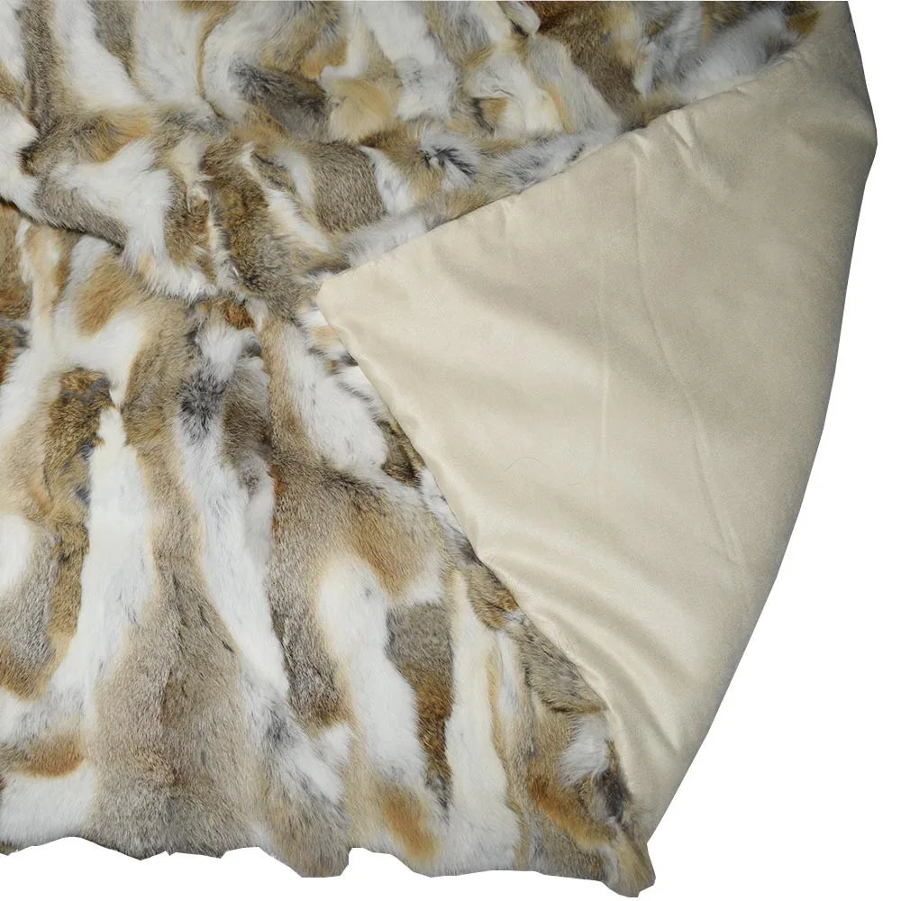 MS.Softex Winter Warm Natural Rabbit Fur Blanket Patchwork Real Rabbit Fur Throw Customized LUXURY COMFORT