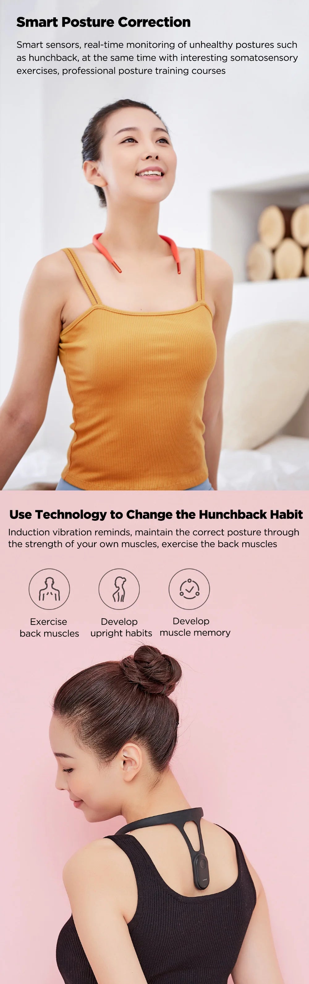 Smart Posture Correction Device - Real-Time Scientific Back Training Monitor for Adults
