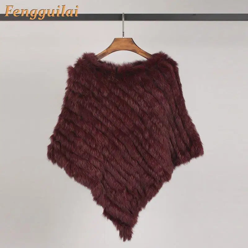 Knitted Fur Poncho Vest Fashion Wrap Coat Shawl Coat