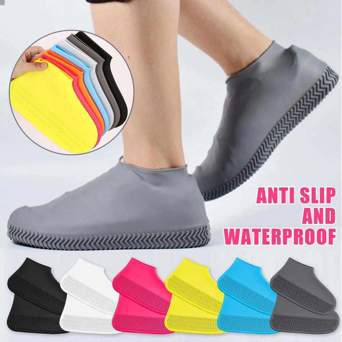 Non-Slip Silicone Shoe Covers - Waterproof Reusable Shoe Protectors
