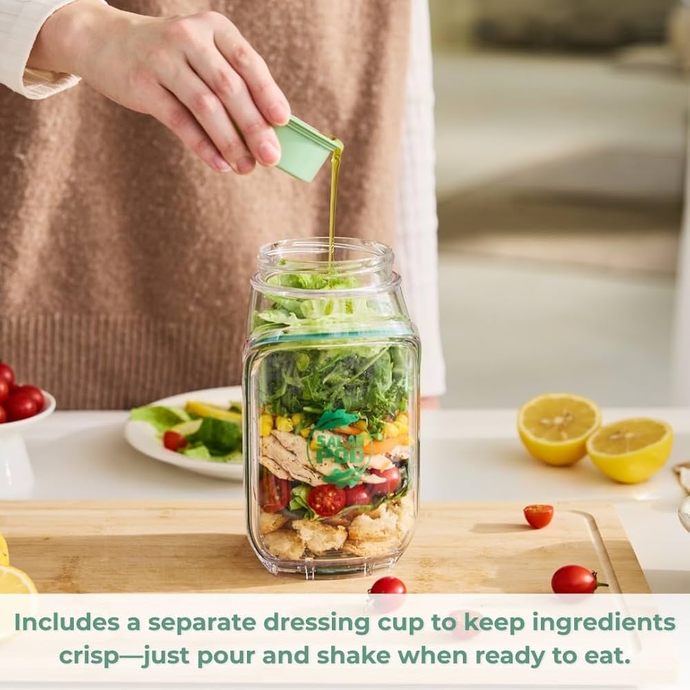 Leakproof Salad Container with Vertical Layering for Fresh On The Go