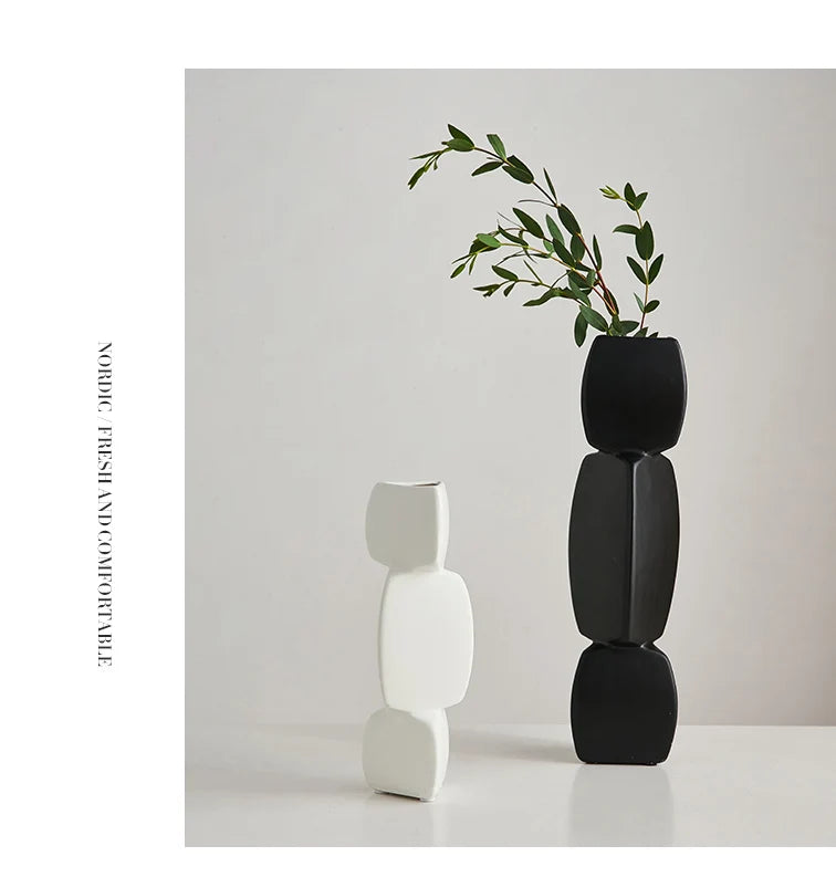 Modern Minimalist Black Vase - Nordic Style Home Decor Art Ornament for Living Room