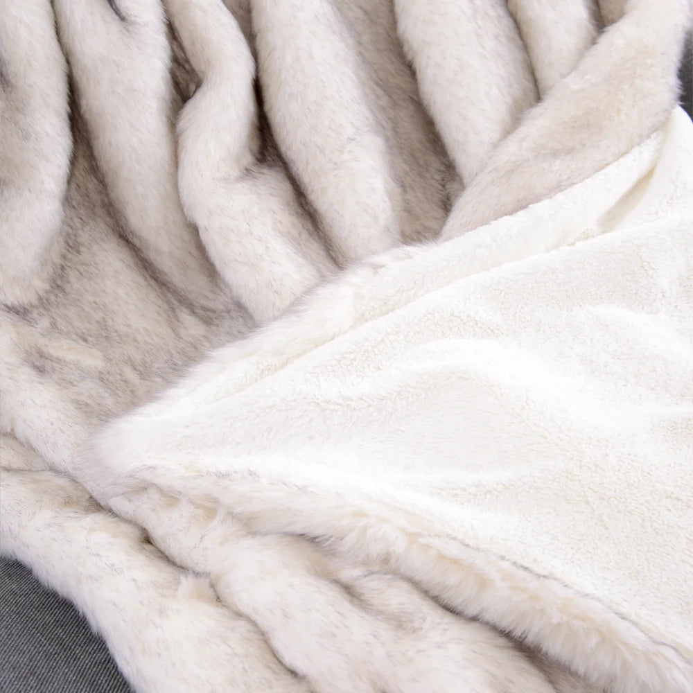 Double Layers Faux Fur Blankets Soft Warm Mink Throw Acrylic Long Pile Home Decor Imitated Fox Fur ULTIMATE LUXURY