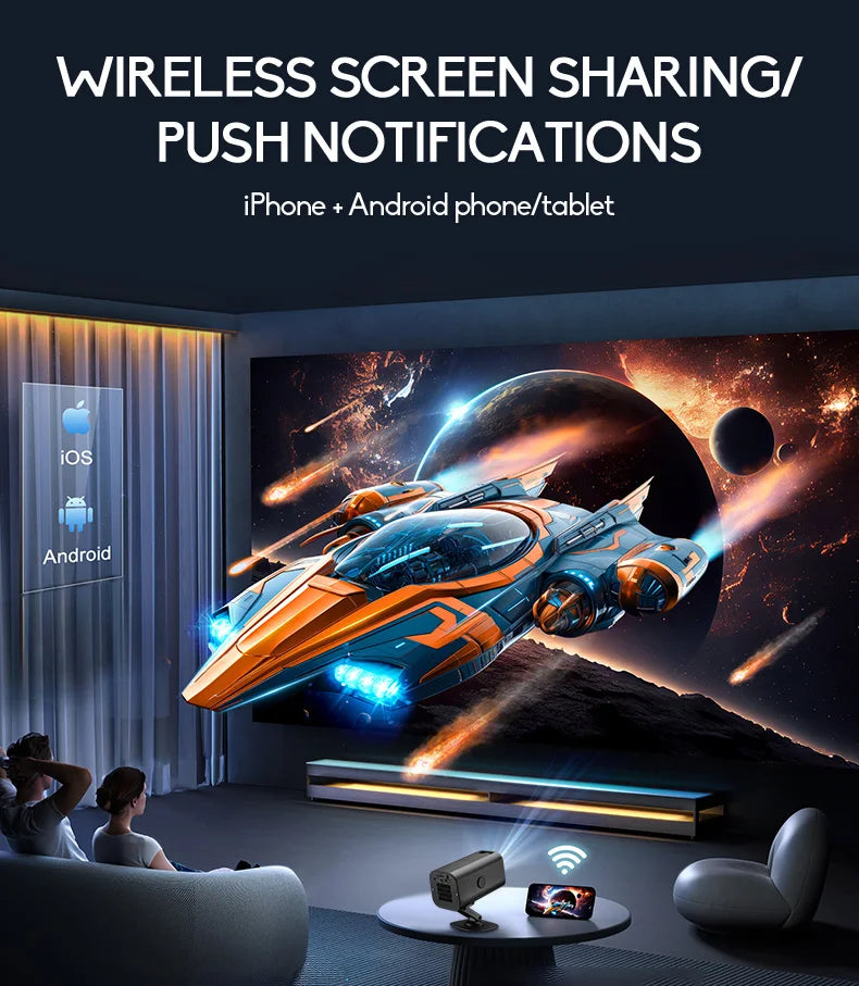 Mini Home Theater Projector - 180° Flexible 1080P USB Smartphone Screen Sharing
