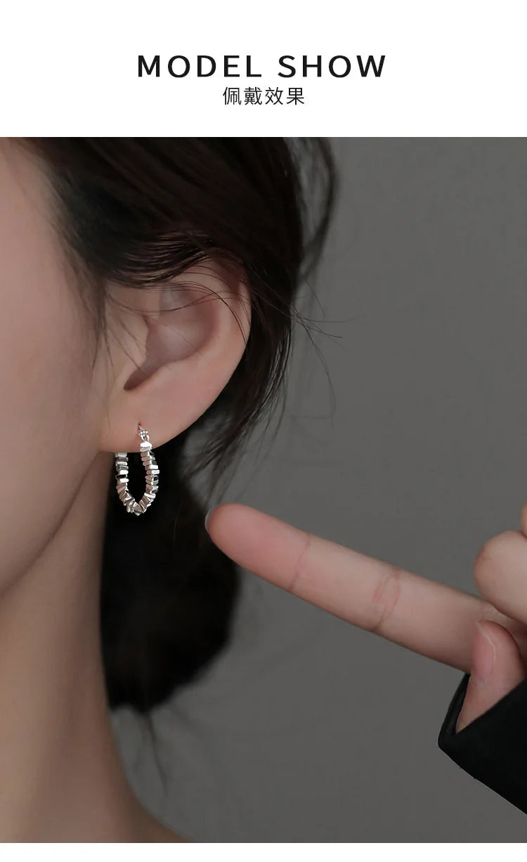 New 925 Sterling Silver Earrings Charming Minimalist Style Geometric Earrings Party Gift Women Fine Jewelry