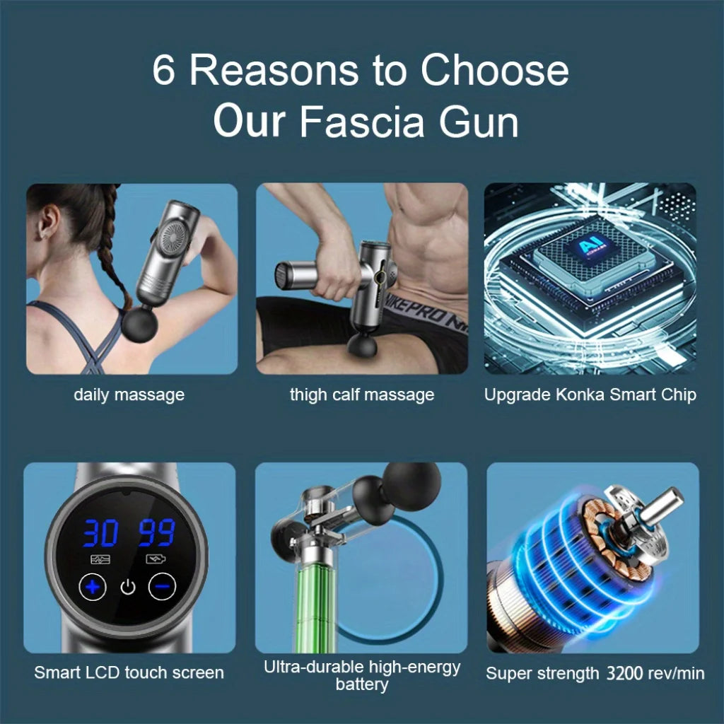 Portable Fascia Gun Vibration Massage Gun - Deep Muscle Relaxation Fitness Recovery Device