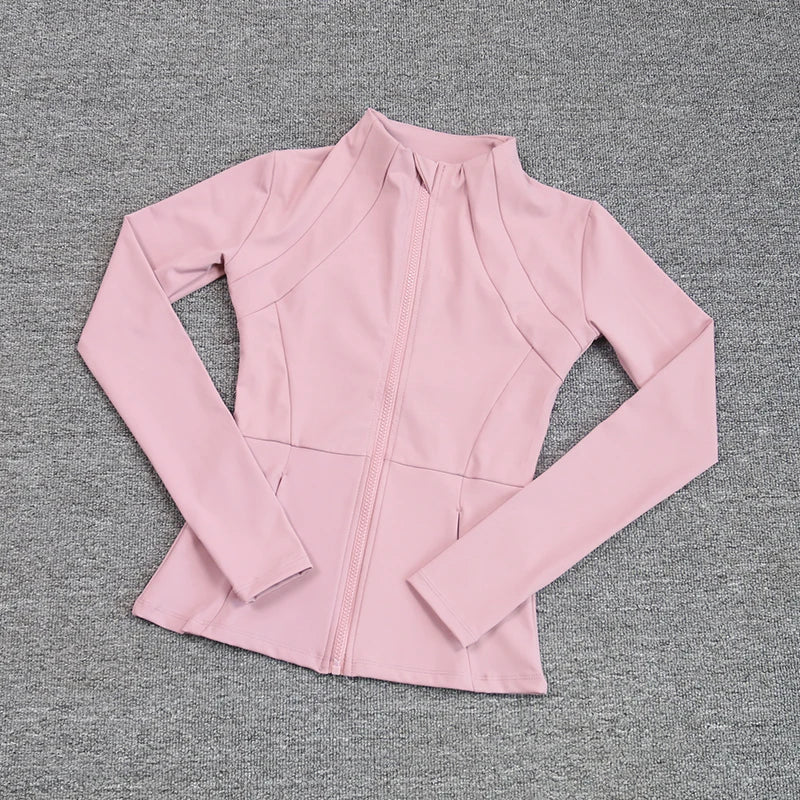 Luxe Yoga fitted Coat Women's Slimming Long Sleeve Fast Running Thin Pilates Fitness Suit Top Clothing