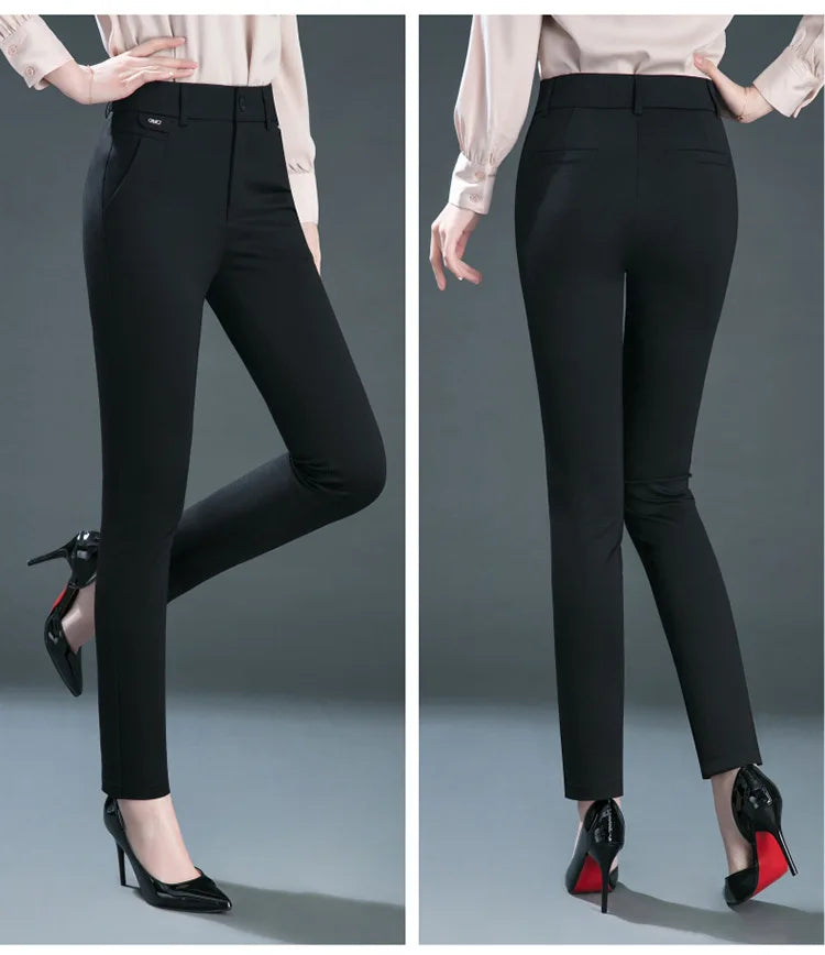 Multiple Pockets Y2k Clothes Straight Leg Pants Elegant Woman Dress Pants Women's Stretch Casual Trousers Clothing