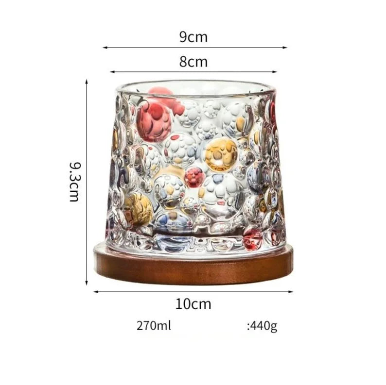 Tumbler Whiskey Glass with Base Crystal Whiskey Glasses Rotating Spinning Wine Brandy Glass Cup Drinkware for Bar Home