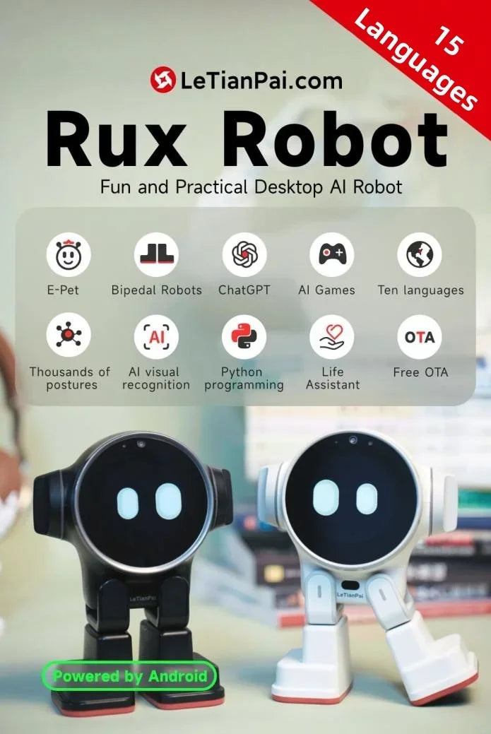 RUX Advanced AI Robot - ChatGPT Bluetooth WiFi Touch Screen Smart Desktop Assistant